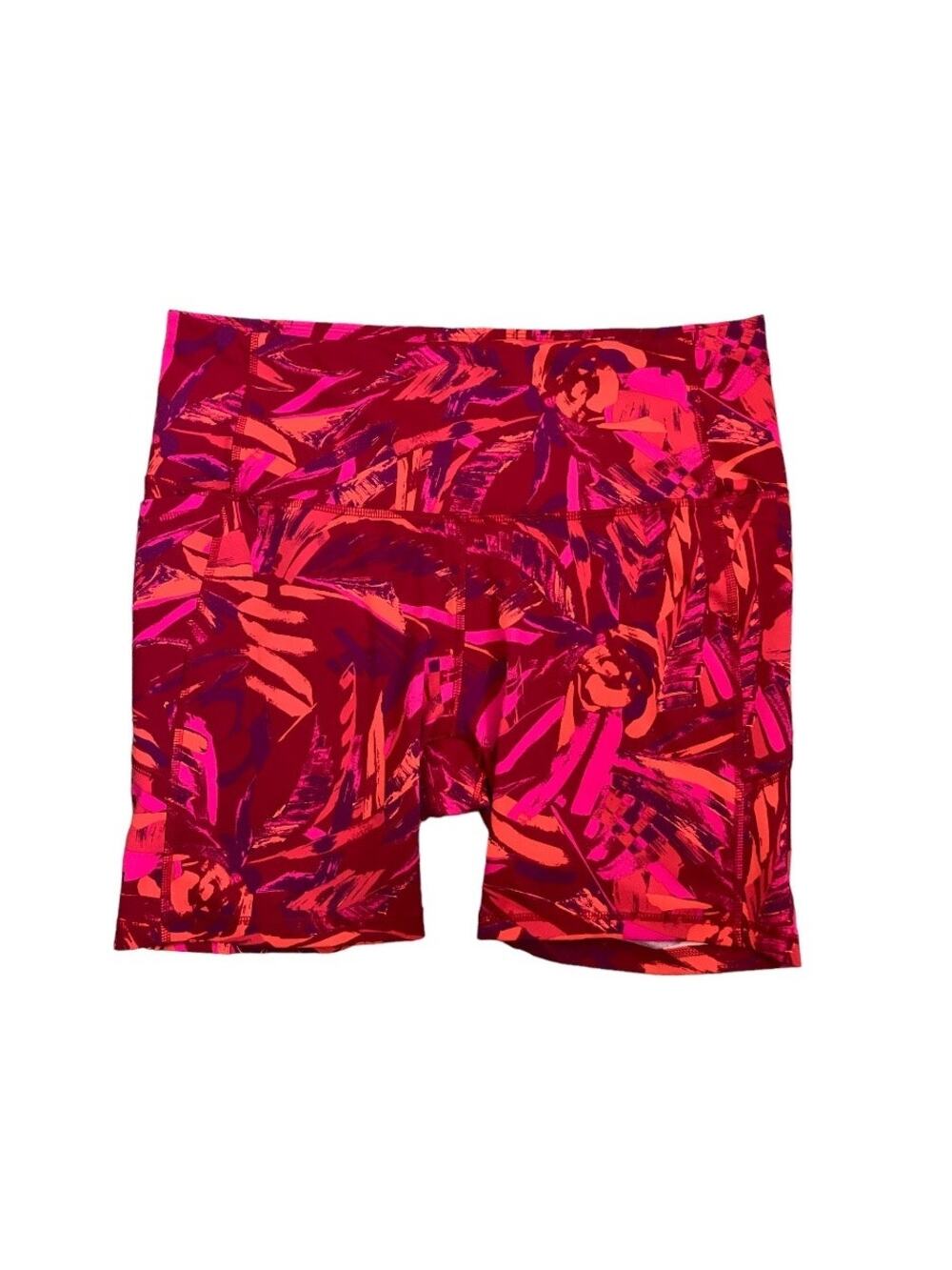 All in Motion Red Pink Orange Tropical Print Bike Short Size XXL